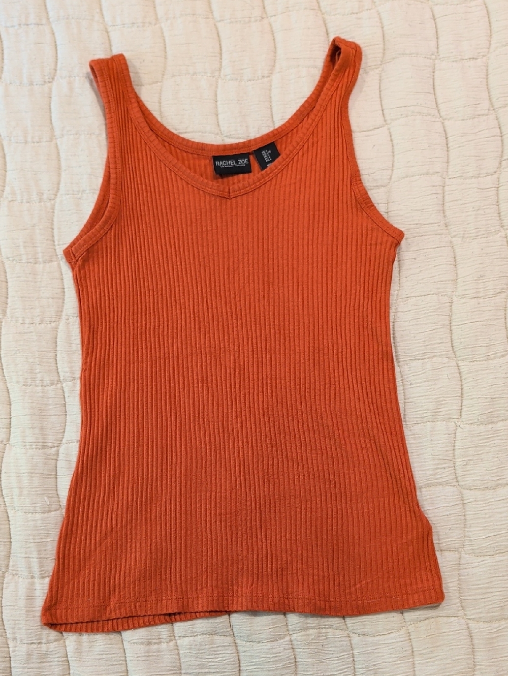 Rachel Zoe Ribbed Tank in Vibrant Orange